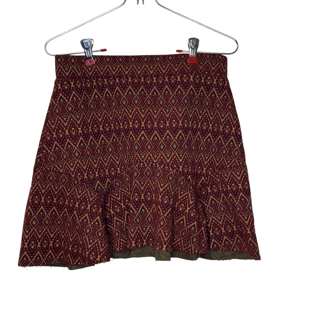 Free People Women's Skirt Geometric Rome Boho Knit Flared Mini Stretch Small